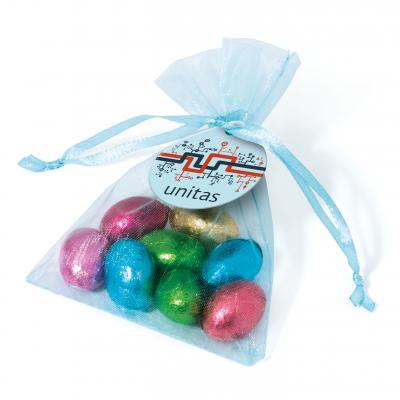 Image of Branded Organza Bag – Foil Wrapped Chocolate Eggs
