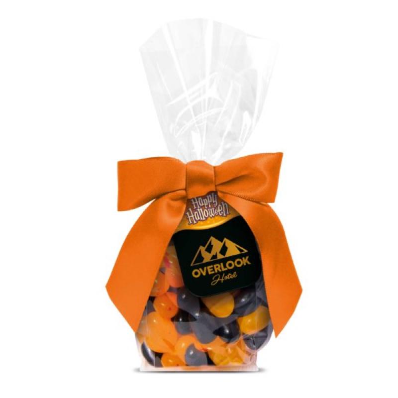 Image of Halloween Jelly Beans Presented In A Gift Bag With Printed Tag