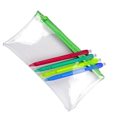 Image of PVC Pencil Case (Clear with Green Zip)