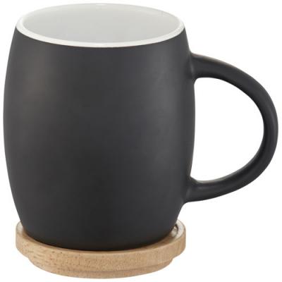 Image of Hearth 400 ml ceramic mug with wooden coaster