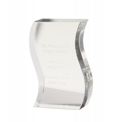 Image of 15cm Optical Crystal Freestanding Wave Award