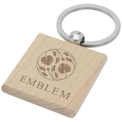 Image of Gioia beech wood squared keychain
