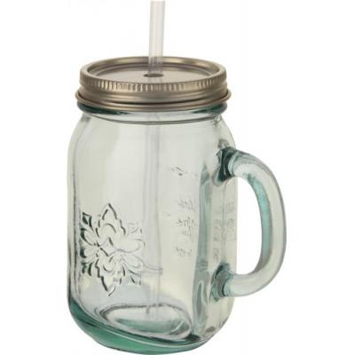 Image of Branded Juggo Recycled Glass Mug With Straw 