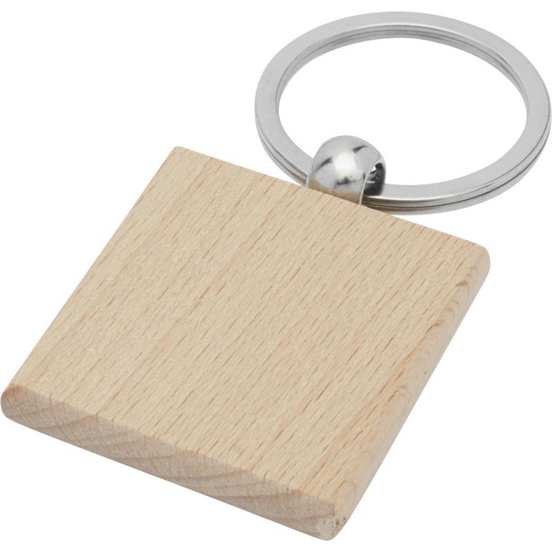 Image of Branded Gioia Beech Wood Squared Keychain 